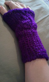 Guanti manicotti in lana viola misura unica senza dita