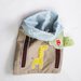 Sacche in stoffa ricamate con applicazioni colorate: una sacca con una giraffa golosa per il suo cambio a scuola!