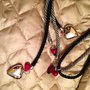 Collana "Saliscendi" nera con cuori e sfere rosse San Valentino