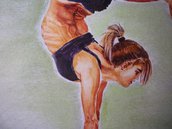 Ginnasta disegno originale ad acquerello matite e gesso, disegno artistico / Gymnast design original painting watercolor pencils and wax