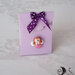Bomboniere comunione portaconfetti scatolina lilla e angioletto con fiocco viola pois 