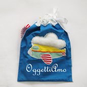 Sacca del coordinato 'Aeroplano tra le nuvole': sacche ricamate per pannolini, cambio, asilo, personalizzabili per voi!