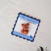 Card Art battesimo segnposto orsetti etichetta quadrata blu navy 