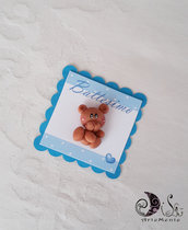 Card Art battesimo segnaposto orsetti etichette quadrate turchese