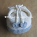 Cuffia, berretto, cappellino neonato con fiocco e cuoricini color blu ghiaccio