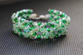 Braccialetto con cristalli verde smeraldo e cristalli verde chiaro