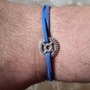 Bracciale da uomo in cordino di Alcantara blu con rotella ingranaggio