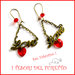 Orecchini  " Love Red "  San Valentino idea regalo bronzo eleganti cristalli charm cuore