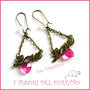 Orecchini  " Love Pink "  San Valentino idea regalo bronzo eleganti cristalli charm cuore