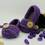 Piccola ballerine Modello Viola con legno chiaro scarpine per neonati all'uncinetto