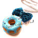 Collana- Donut - Ciambella con glassa azzurra e fiocco - idea regalo
