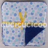 salviette cambio bebe lavabili  (pois celesti)/ set of 5 cloth wipes 