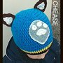 Cappellino berretta ispirato a Chease della Paw Patrol ad uncinetto, in lana o cotone colore blu -Modello chease-