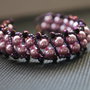 Braccialetto con perle lilla perline miyuki viola e cristalli