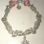 Bracciale con perle in argento tibetano e perle rosse 