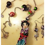 collana e orecchini geisha in fimo handmade
