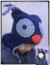 Cappellino Berretta gufo realizzata ad uncinetto in lana o cotone -Modello gufetto-