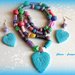 Parure con ciondolo e orecchini coordinati in fimo elegante handmade multicolore idee regalo san valentino donna 
