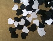1000 coriandoli cuore bianco e nero, cuoricini di carta per coni matrimonio, bomboniere decorazione