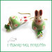 Orecchini  ceramica " Conigliett Verde bianco"  Pasqua idea regalo bambina kawaii ragazza donna clip 
