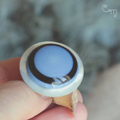 Anello in alluminio con bottone vintage blu - A.2.2016