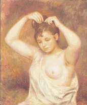 Renoir - Woman Arranging Hair - Schema Ricamo Punto Croce Riproduzione  d'Arte