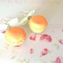 NOVITA PRIMAVERA  - fimo - ORECCHINI  MACARONS con fiocco a pois - ARANCIO