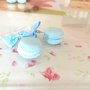 NOVITA PRIMAVERA  - fimo - ORECCHINI  MACARONS con fiocco a pois - CELESTE