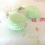 NOVITA PRIMAVERA  - fimo - ORECCHINI  MACARONS con fiocco a pois - VERDE MELA