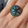 Anello in pasta polimerica con caleydos cane multicolor