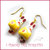 Orecchini  ceramica " Coniglietti Giallo e bianco"  Pasqua idea regalo bambina kawaii ragazza donna clip 