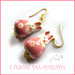 Orecchini  ceramica " Coniglietti ROSA e bianco"  Pasqua idea regalo bambina kawaii ragazza donna clip 