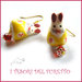 Orecchini  ceramica " Coniglietti Giallo e bianco"  Pasqua idea regalo bambina kawaii ragazza donna clip 