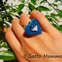 Anello feltro cuore blu