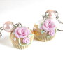 Orecchini muffin con glassa e roselline idea regalo ragazza donna cupcake fimo