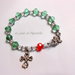 Bracciale rosario con cristalli verdi e rosso, idea regalo.