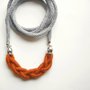 Collana lunga MilleIntrecci con cordoncino in cotone e treccia in lana color Ruggine- FridaWer