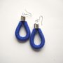 Orecchini a Goccia in Lana Colorata - MilleGiri Basic - Blu Royal - Collezione by FridaWer