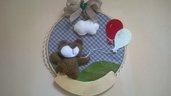 Telaio nascita in legno e tessuto con orsetto e palloncini