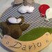 Telaio nascita in legno e tessuto con orsetto e palloncini