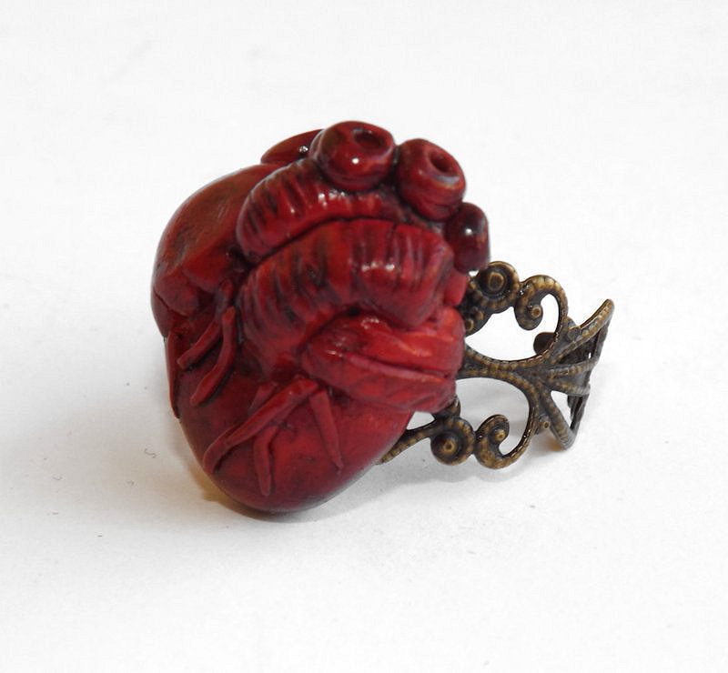 Orecchini Cuore Anatomico Oro Su Argento Sterling, Orecchini Cuore - Foto 9