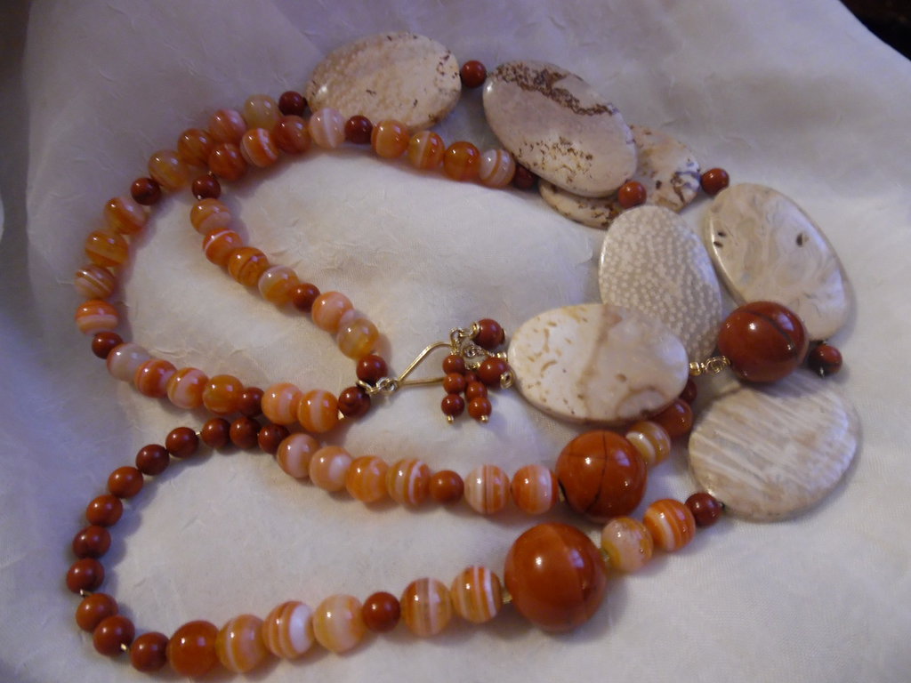 Perline Di Pietra Preziosa Diaspro Fossile Di Corallo Naturale - Foto 7