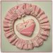 Fiocco nascita tondo in cotone rosa con pizzo,roselline e cuore patchwork