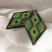 Green and Gold earring pendant / Orecchini Pendenti rombo verde e dorato