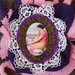 Grande Spilla romantica.Pizzo e passamaneria vintage,feltro,lana tubolare,seta,medaglione in plastica anticata (Alma Tadema).E' primavera