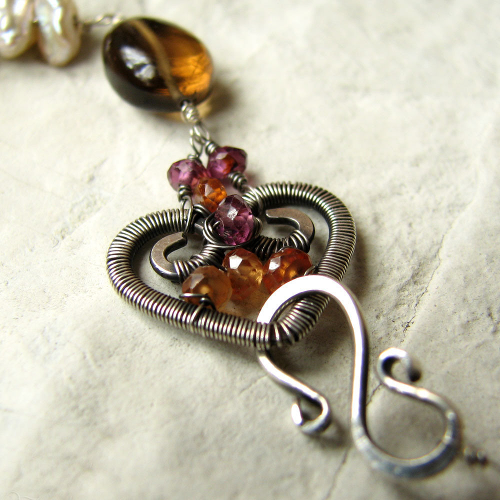 Collana in argento placcato oro con tormaline colorate