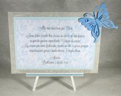 Targhetta con farfalla versione azzurra - regalo bomboniera madrina padrino Battesimo