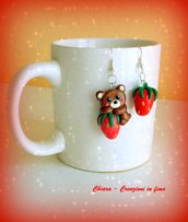 Orecchini in fimo handmade orsetto kawaii miniature idee regalo amica idea regalo Natale bomboniere