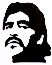 DIEGO ARMANDO MARADONA quadro in legno, fatto a mano al traforo, immagine di colore nero e sfondo bianco - Regalo ideale per i Tifosi del Napoli e fans di Maradona