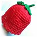 Cappellino berretta ad uncinetto in forma di fragola, in cotone rosso e verde -Modello strawberry